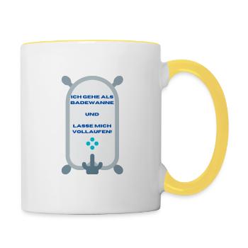 Fasching | Badewanne | Lustig | Spruch | Karneval - Tasse zweifarbig - Weiß/Gelb - Rechts