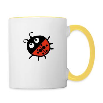 Scarabée porte-bonheur - Mug contrasté - blanc/jaune - Droite