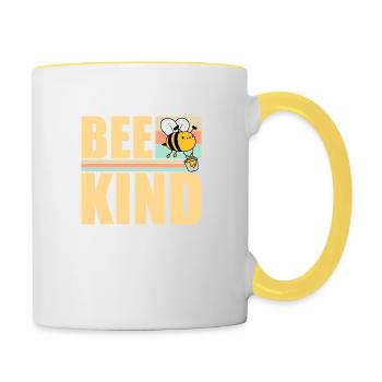 Sei nett niedlich Honig Freundlichkeit Biene Liebe inspirierend - Tasse zweifarbig - Weiß/Gelb - Rechts