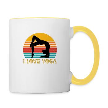 I LOVE YOGA - Tasse zweifarbig - Weiß/Gelb - Rechts