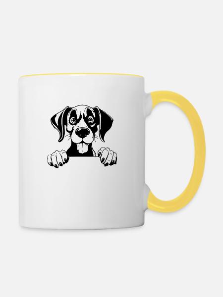 Deutsche Dogge - Tasse zweifarbig - Weiß/Gelb