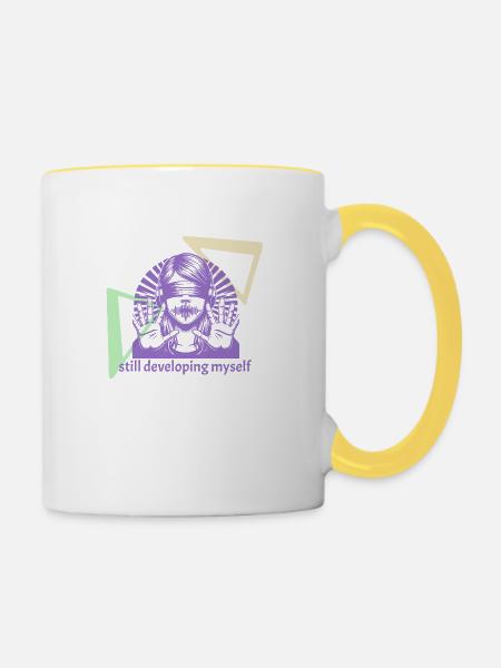 developing myself - Tasse zweifarbig - Weiß/Gelb