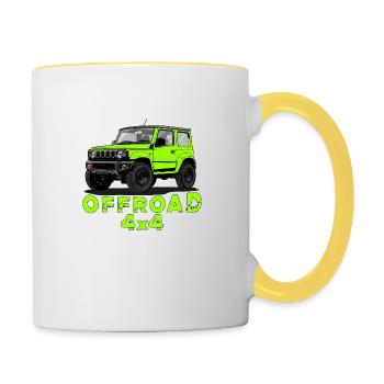 4x4 Offroad Jimny Abenteuer Adventure Car - Tasse zweifarbig - Weiß/Gelb - Rechts
