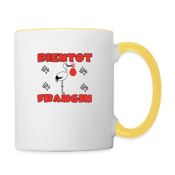 BIENTOT FRANGIN - Mug contrasté - blanc/jaune - Droite