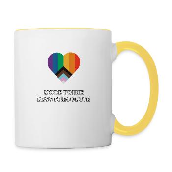Mehr Stolz, weniger Vorurteile - Tasse zweifarbig - Weiß/Gelb - Rechts