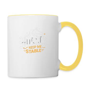Pferde halten mich auf Trab - Tasse zweifarbig - Weiß/Gelb - Rechts