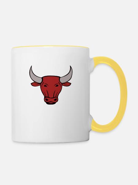 stier 02 - Tasse zweifarbig - Weiß/Gelb