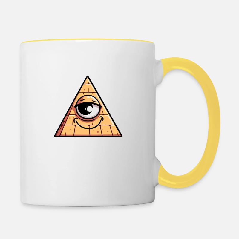 All Seeing Pyramid Eye - Contrasting Mug - white/yellow