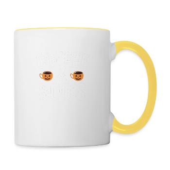 Halloween - Coffee & Boo´s Gruseliger Kaffee - Tasse zweifarbig - Weiß/Gelb - Rechts
