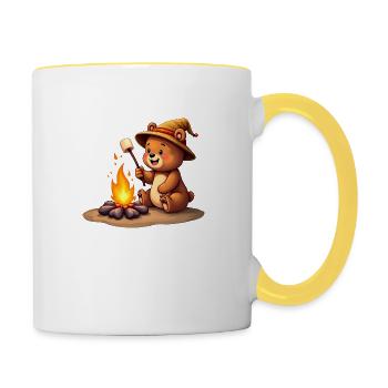 Gâterie à la guimauve au feu de camp Bear - Mug contrasté - blanc/jaune - Droite