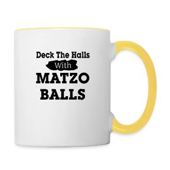 Décorez les salles avec des boules de pain azyme - Mug contrasté - blanc/jaune - Droite