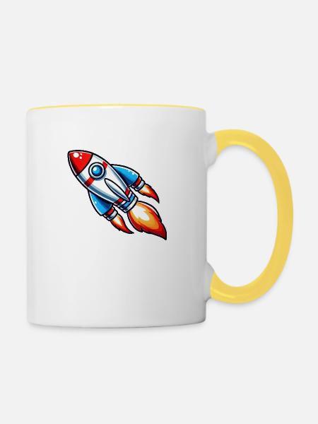 rakete - Tasse zweifarbig - Weiß/Gelb