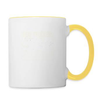 Echte Trucker fahren Tieflader - Tasse zweifarbig - Weiß/Gelb - Rechts