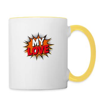 Happy Valentine's Day T-Shirt MY LOVE - Contrasting Mug - white/yellow - Right