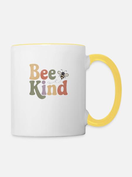Bee Kind - Tasse zweifarbig - Weiß/Gelb