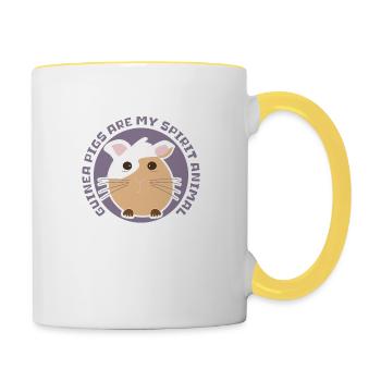 Dessin humoristique de cochon d'Inde spirit animal - Mug contrasté - blanc/jaune - Droite