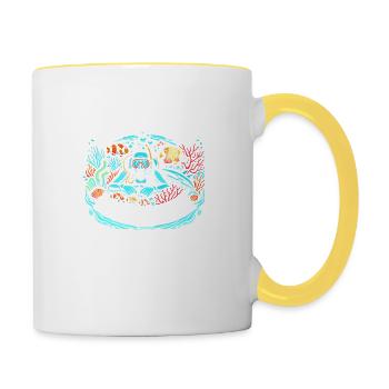 Taucher machen es tiefer - Tasse zweifarbig - Weiß/Gelb - Rechts