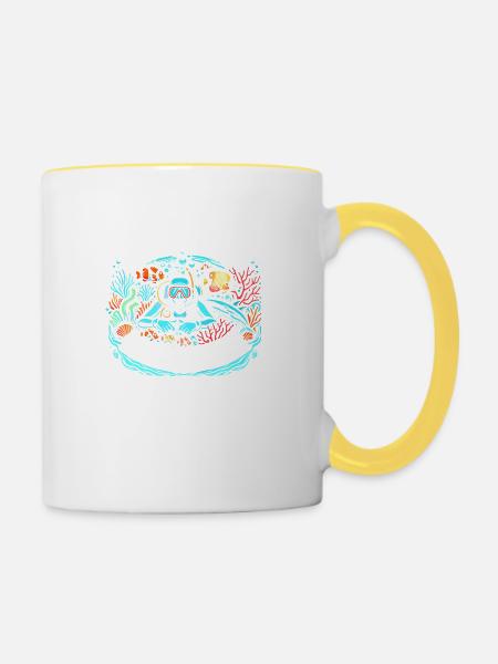 Taucher machen es tiefer - Tasse zweifarbig - Weiß/Gelb