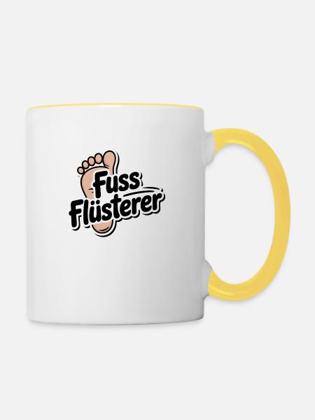 Fuß Flüsterer – Lustiger Fußpflege Spruch - Tasse zweifarbig - Weiß/Gelb