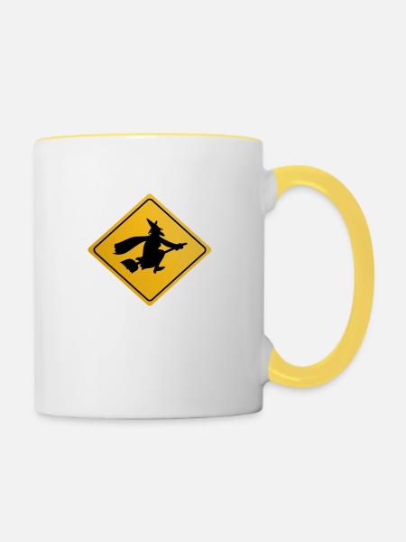 Witch Crossing 02 - Tasse zweifarbig - Weiß/Gelb