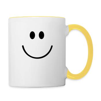Gesicht - Tasse zweifarbig - Weiß/Gelb - Rechts