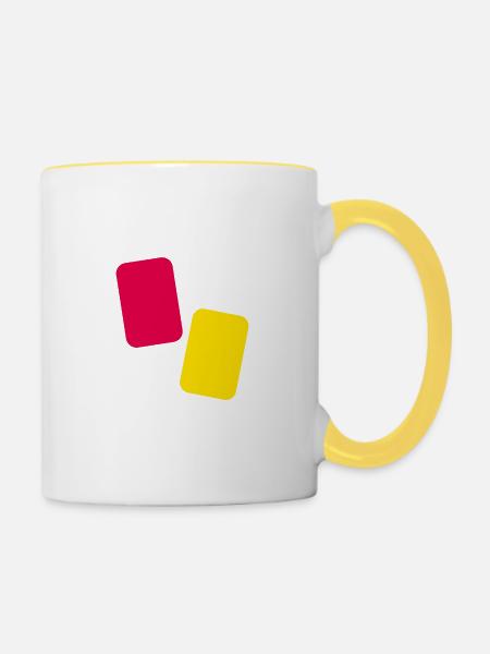 Karten Schiedsrichter - Tasse zweifarbig - Weiß/Gelb