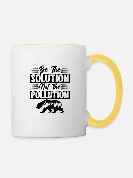 planet verschmutzung - Tasse zweifarbig - Weiß/Gelb