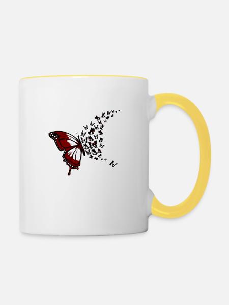 Schmetterlingsschwarm - Tasse zweifarbig - Weiß/Gelb