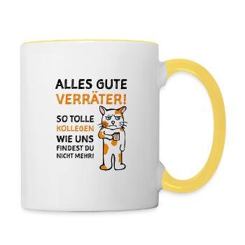 Kollege Abschiedsgeschenk Bürohumor - Tasse zweifarbig - Weiß/Gelb - Rechts