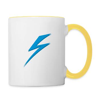 Strom Icon Blitz - Tasse zweifarbig - Weiß/Gelb - Rechts