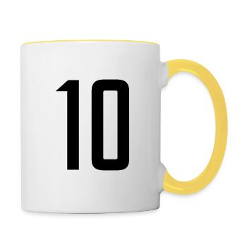 10 Zahl Trikotnummer Team - Tasse zweifarbig - Weiß/Gelb - Rechts