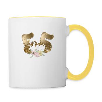 Customizable Number 55 Swan - Contrasting Mug - white/yellow - Right