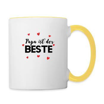 Papa ist der Beste personalisierbar - Tasse zweifarbig - Weiß/Gelb - Rechts