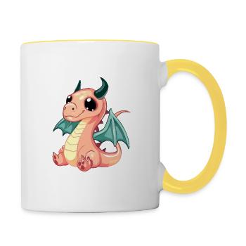 Chiot Dragon - Mug contrasté - blanc/jaune - Droite