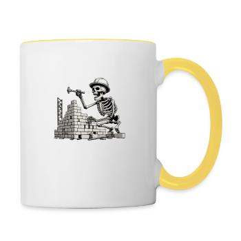 Le métier de maçon - Mug contrasté - blanc/jaune - Droite