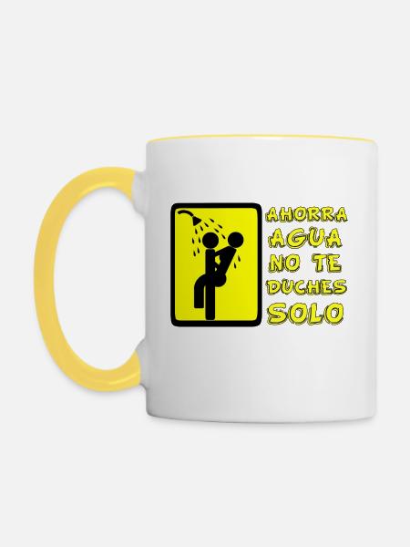No te duches solo - Taza en dos colores - blanco/amarillo