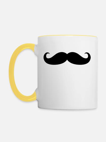 Moustache 1 - Tasse zweifarbig - Weiß/Gelb