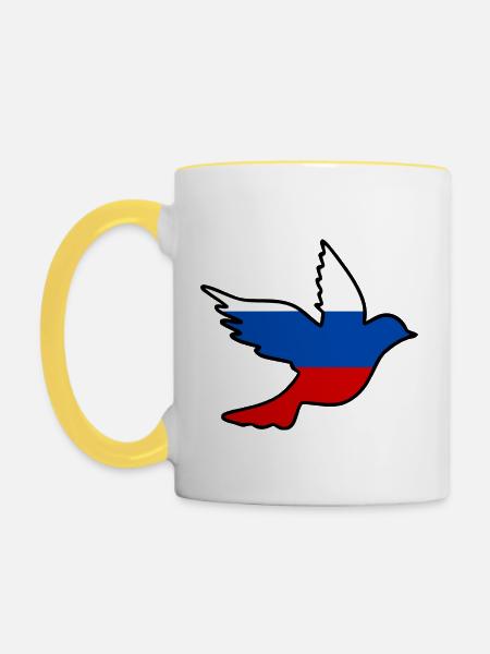 Russland - Tasse zweifarbig - Weiß/Gelb