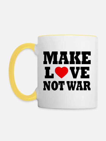 Make love not war - Tasse zweifarbig - Weiß/Gelb
