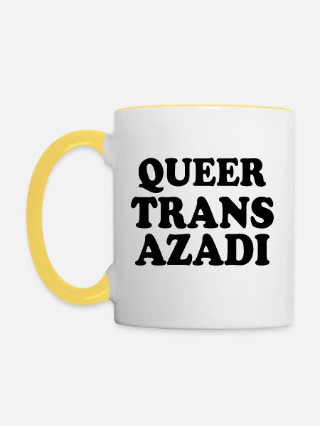 Queer trans azadi - Tasse zweifarbig - Weiß/Gelb