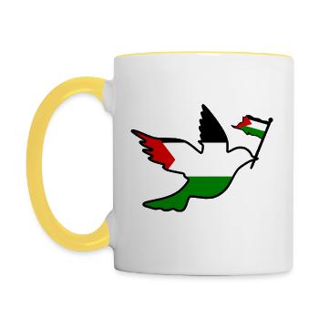 Free palestine - Tasse zweifarbig - Weiß/Gelb - Links
