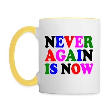 Never again is now - Contrasting Mug - white/yellow - Left