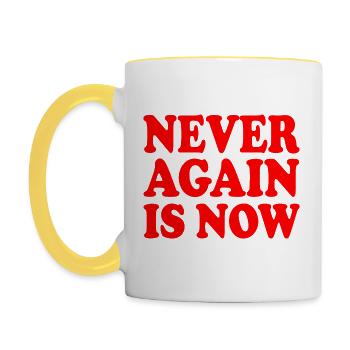 Never again is now - Contrasting Mug - white/yellow - Left