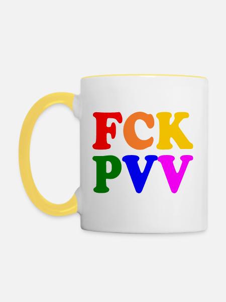 Fck pvv - Tasse zweifarbig - Weiß/Gelb