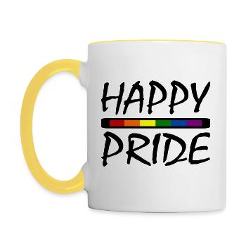 Happy pride - Mug contrasté - blanc/jaune - Gauche