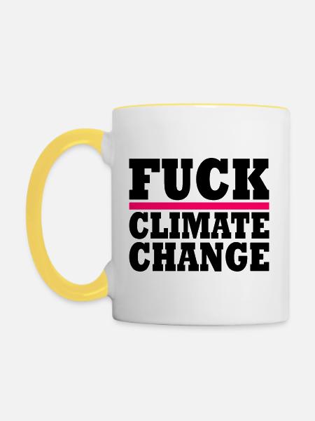 Fuck climate change - Tasse zweifarbig - Weiß/Gelb