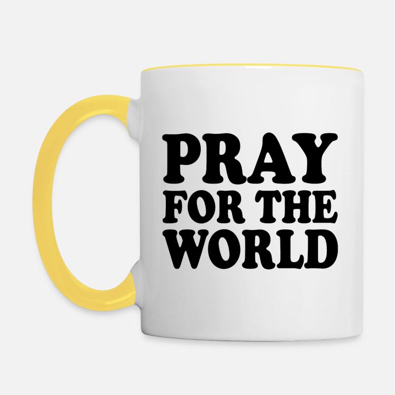 Pray for the world - Mug contrasté - blanc/jaune