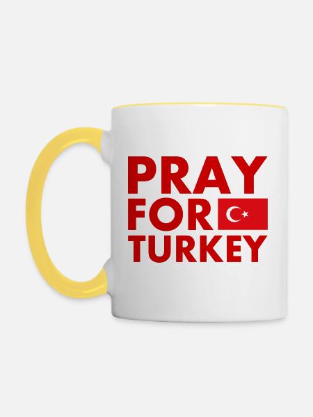 Pray for turkey - Tasse zweifarbig - Weiß/Gelb