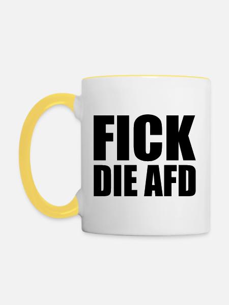 Fick die afd - Tasse zweifarbig - Weiß/Gelb