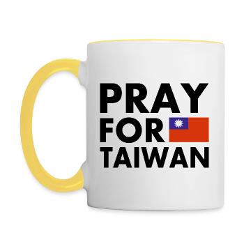 Pray for taiwan - Tasse zweifarbig - Weiß/Gelb - Links